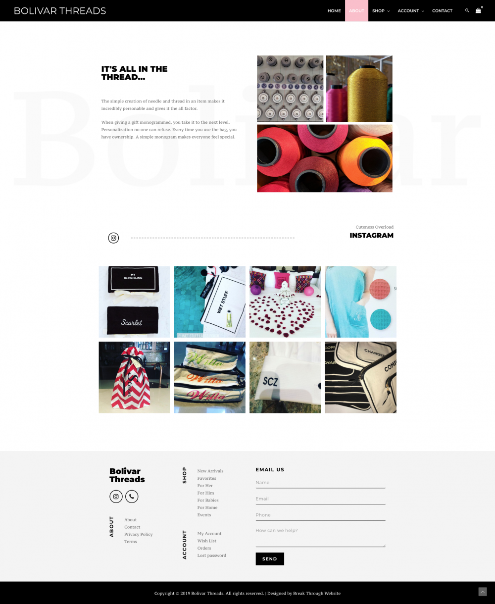 Bolivar Threads About page.
