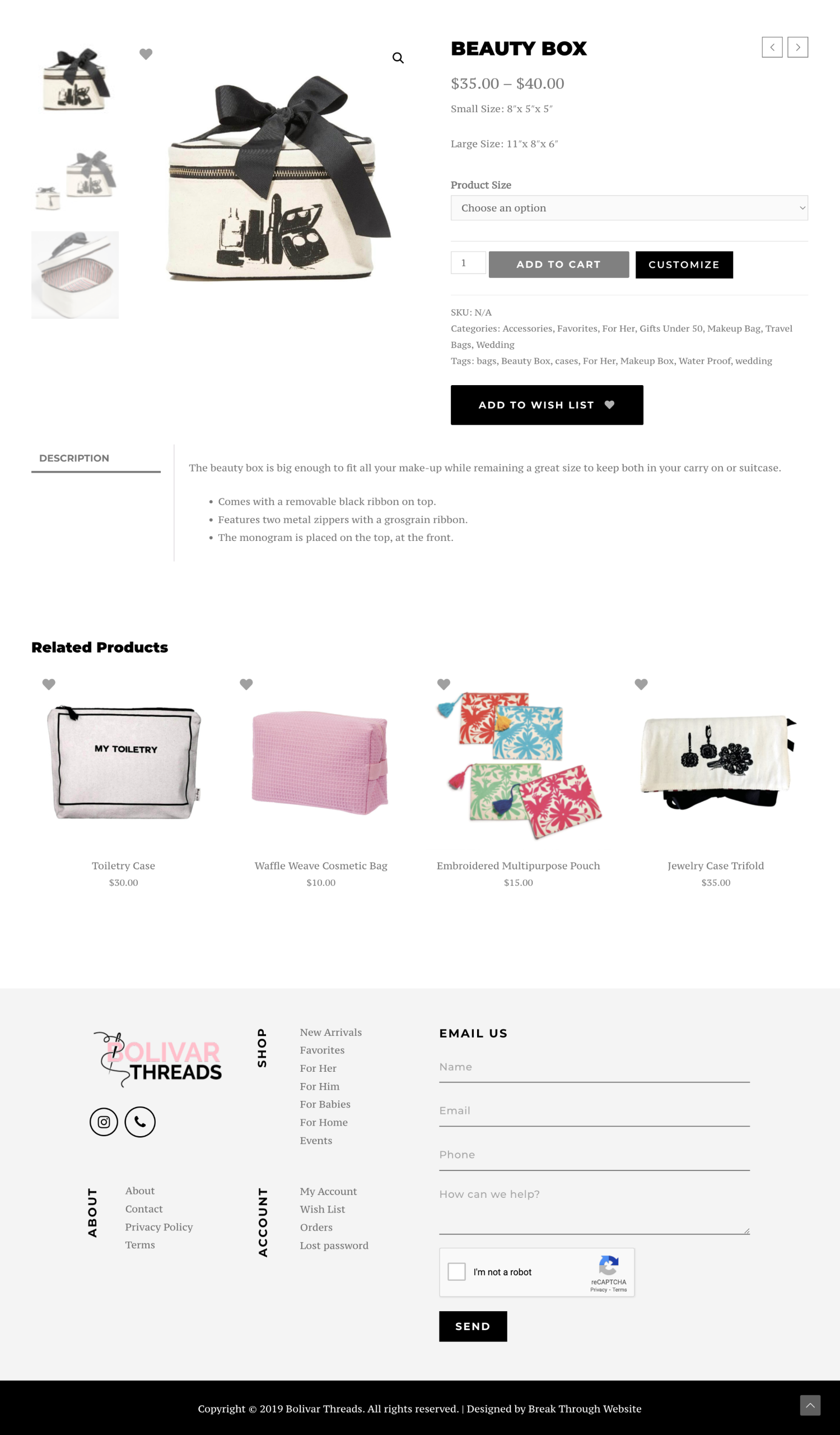 Bolivar Threads single product page.