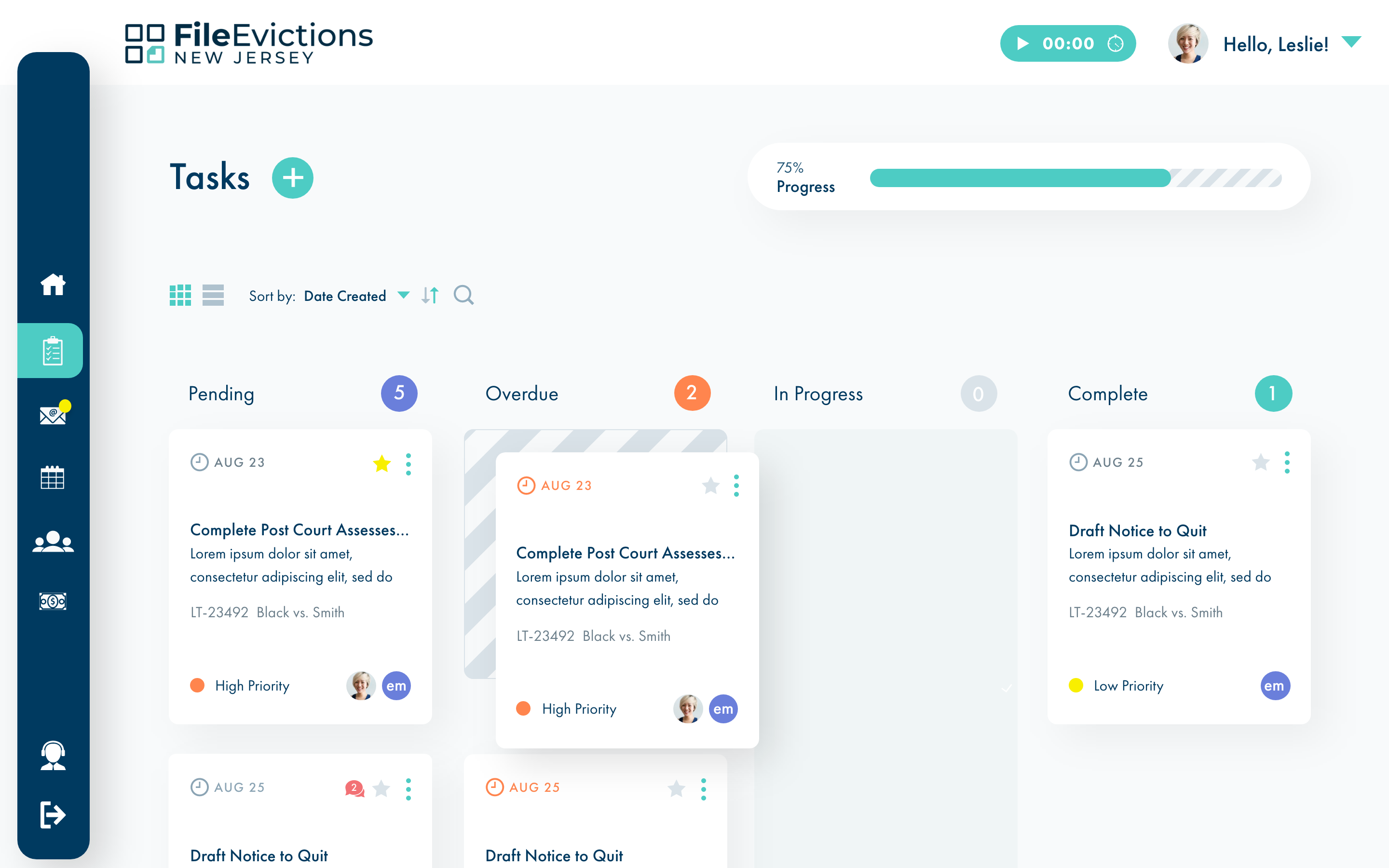 FileEvictions Tasks page.